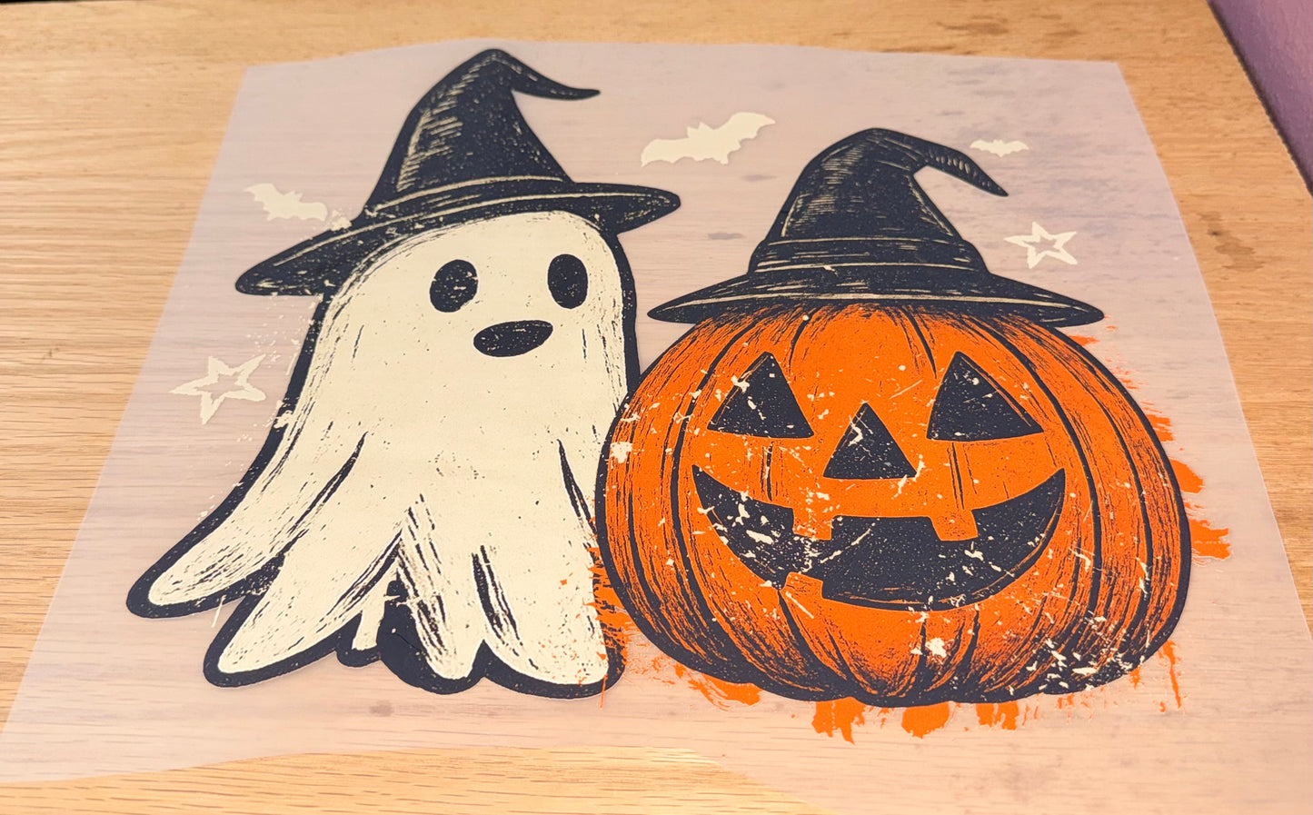 Ghost and Pumpkin with Hats