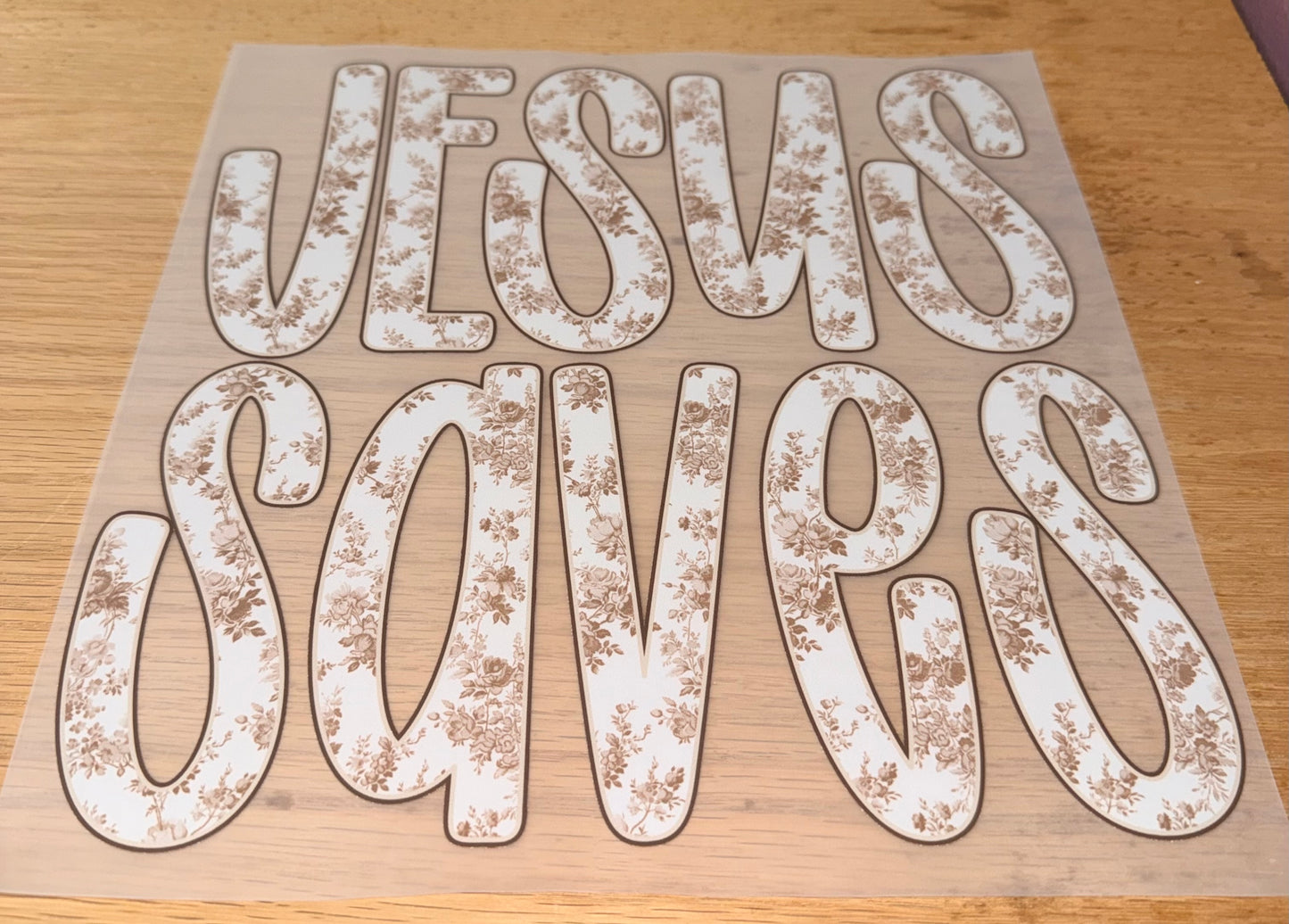 Jesus Saves Brown Floral