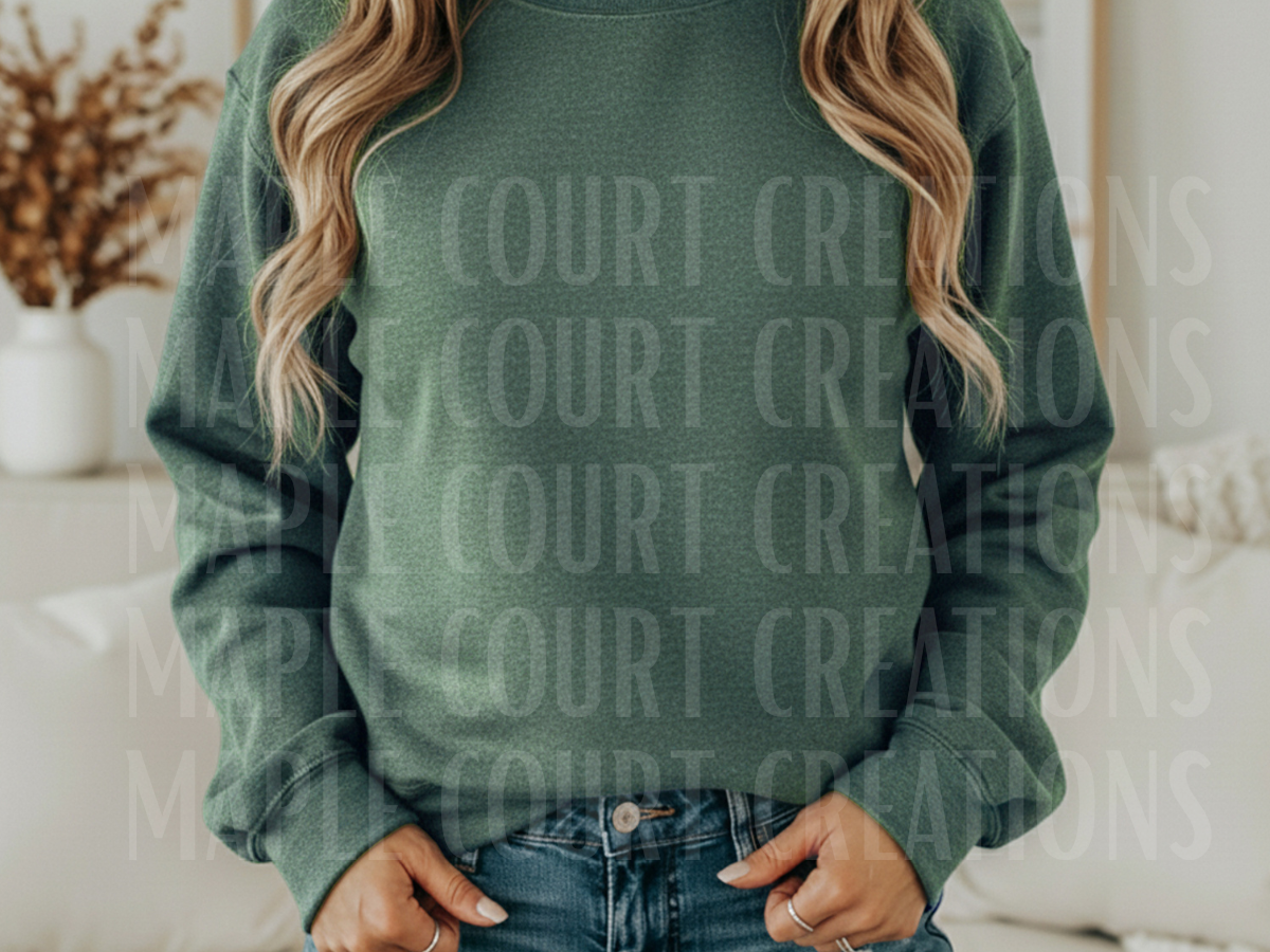 Heather Dark Green Gildan Crew