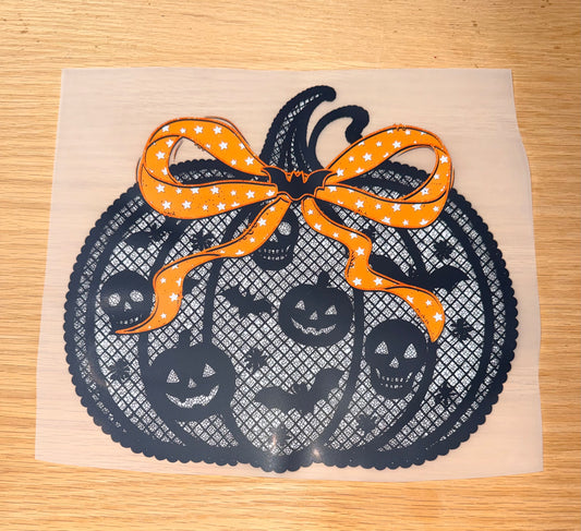 Lace Pumpkin with Skulls