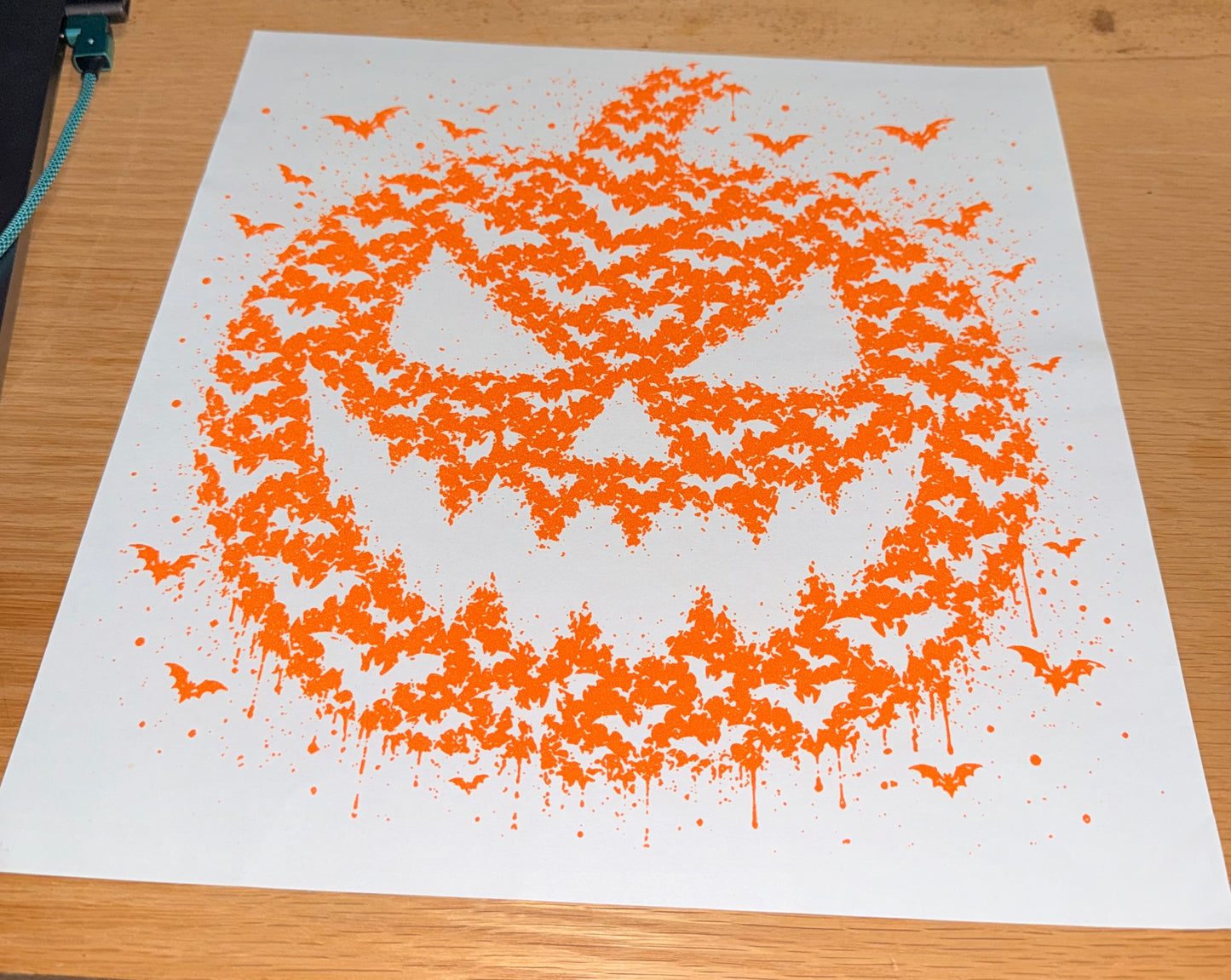 Orange pumpkin with bats