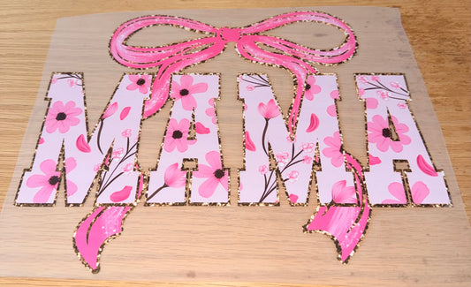 Pink Mama Flower and Bow Print